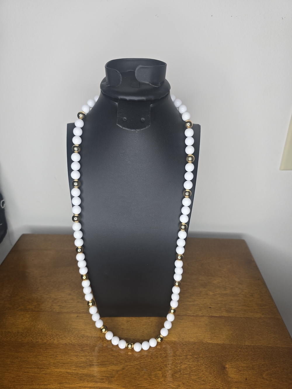 Napier White Beaded Necklace with Gold Accent Beads